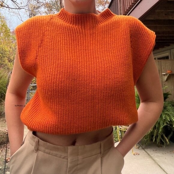 Aritzia Babaton Hazlitt Wool Sweater Vest in Burnt Orange - Picture 2 of 10